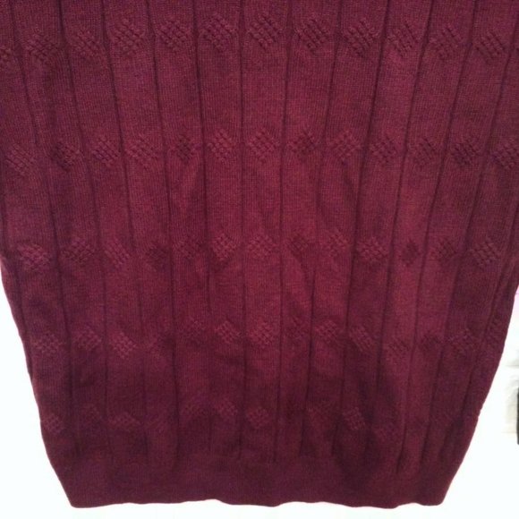 Turnbury Merino Wool Ribbed Cable Knit Sweater V-Neck LS Unisex Mens-XLT Wine - Picture 3 of 11